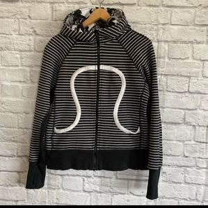 Lululemon Scuba Hoodie Black White Stripes Floral